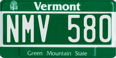 VT license plate NMV580