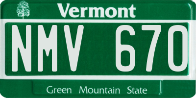 VT license plate NMV670