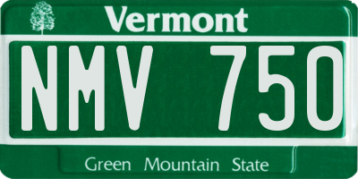 VT license plate NMV750
