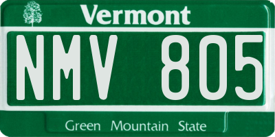 VT license plate NMV805