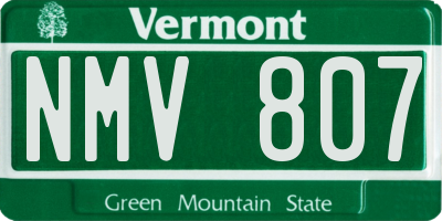 VT license plate NMV807