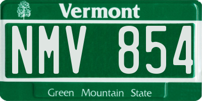 VT license plate NMV854