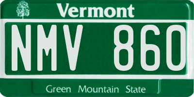 VT license plate NMV860