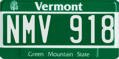 VT license plate NMV918