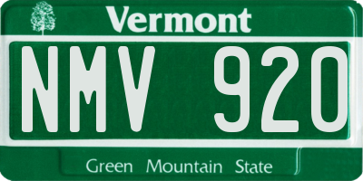 VT license plate NMV920