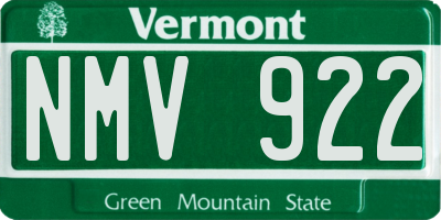 VT license plate NMV922