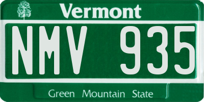 VT license plate NMV935