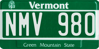 VT license plate NMV980