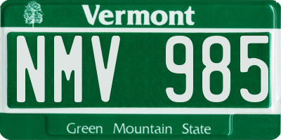 VT license plate NMV985