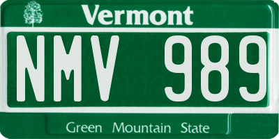 VT license plate NMV989
