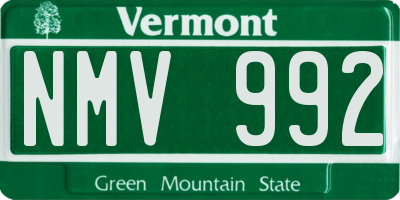 VT license plate NMV992