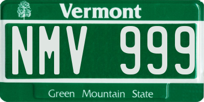 VT license plate NMV999