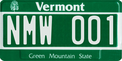 VT license plate NMW001