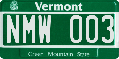 VT license plate NMW003