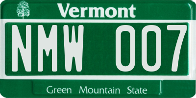 VT license plate NMW007