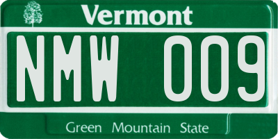 VT license plate NMW009