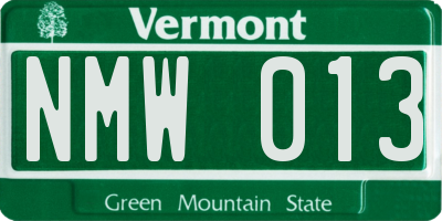 VT license plate NMW013