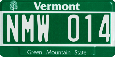 VT license plate NMW014