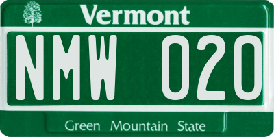 VT license plate NMW020