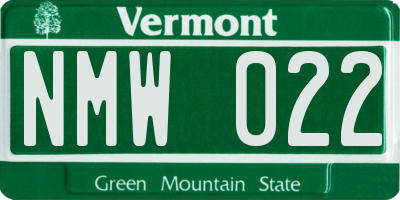 VT license plate NMW022