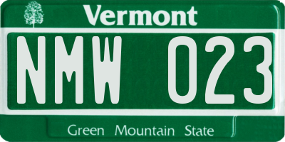 VT license plate NMW023