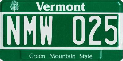 VT license plate NMW025