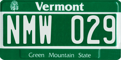 VT license plate NMW029