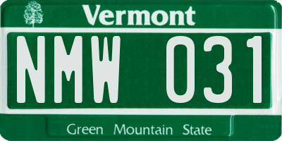 VT license plate NMW031