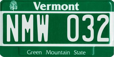 VT license plate NMW032