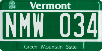 VT license plate NMW034