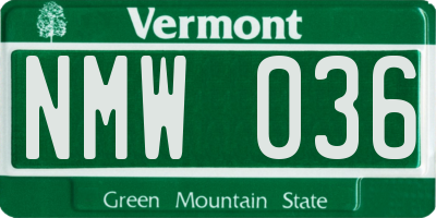 VT license plate NMW036