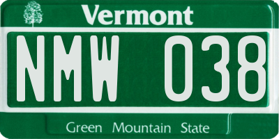 VT license plate NMW038