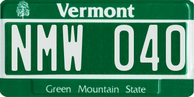 VT license plate NMW040