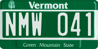 VT license plate NMW041