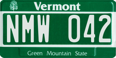 VT license plate NMW042