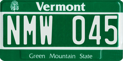 VT license plate NMW045