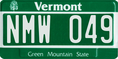 VT license plate NMW049