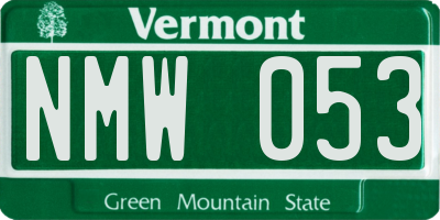 VT license plate NMW053