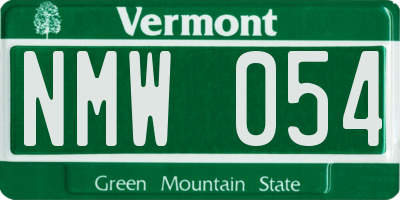 VT license plate NMW054