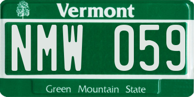 VT license plate NMW059