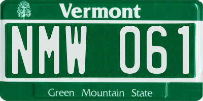 VT license plate NMW061