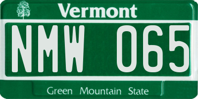 VT license plate NMW065