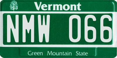 VT license plate NMW066