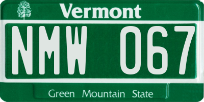 VT license plate NMW067