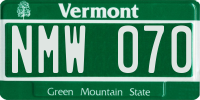 VT license plate NMW070