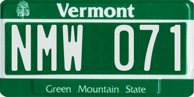 VT license plate NMW071