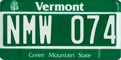 VT license plate NMW074