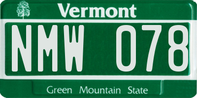 VT license plate NMW078