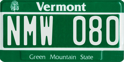 VT license plate NMW080