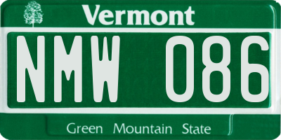 VT license plate NMW086